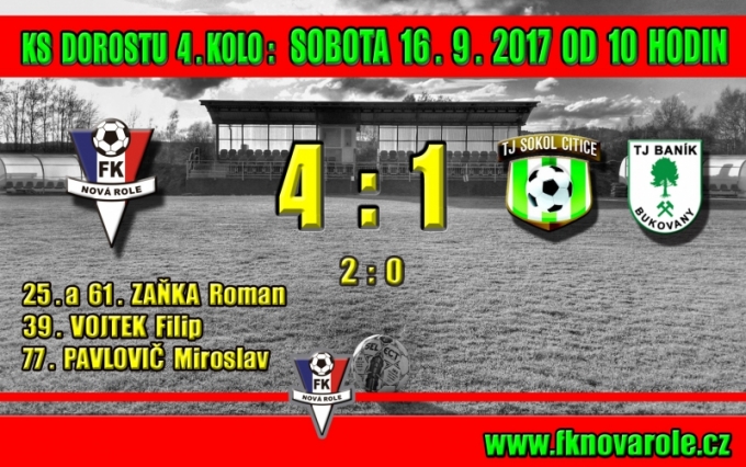 První domácí utkání - první výhra! FKNR Dorost - Sokol Citice/Baník Bukovany  4 - 1